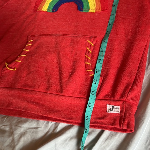J La La Distressed Red Rainbow Hoodie Sweatshirt - Picture 9 of 9